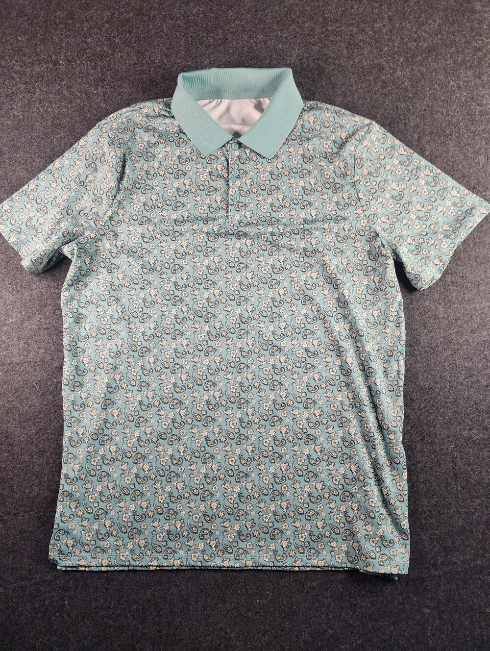 Men's Floral & Paisley Print Teal Polo Shirt